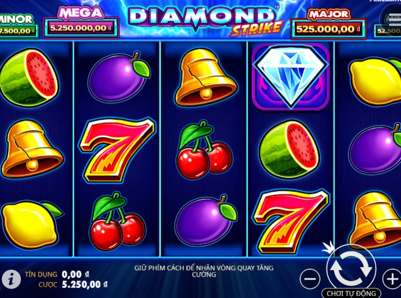 Tỷ lệ trúng thưởng cao ngất trời khi quay slot Diamond Strike 